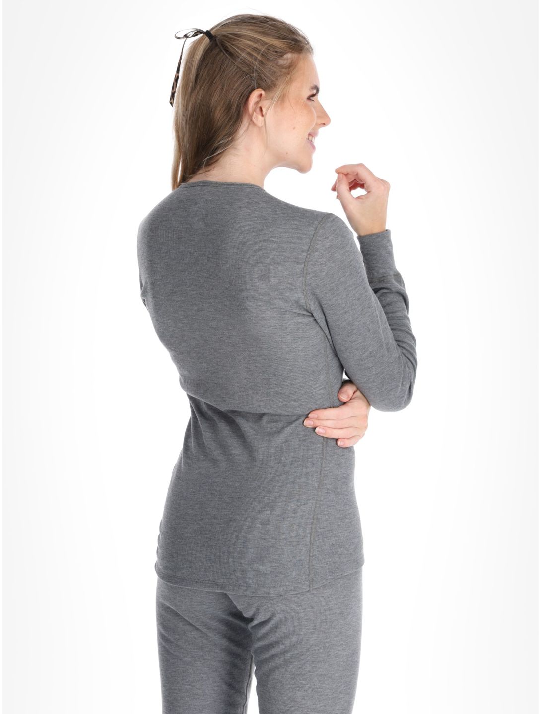 Odlo, Active Warm Eco camisa termoactiva mujeres Odlo Steel Grey Melange gris 