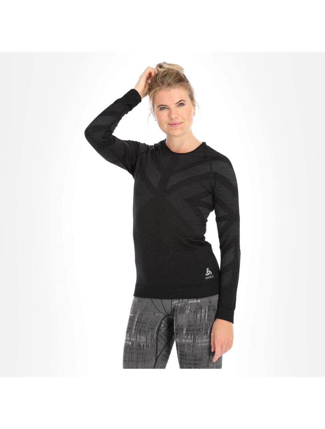 Odlo, Natural + Kinship Warm camisa termoactiva mujeres melange negro