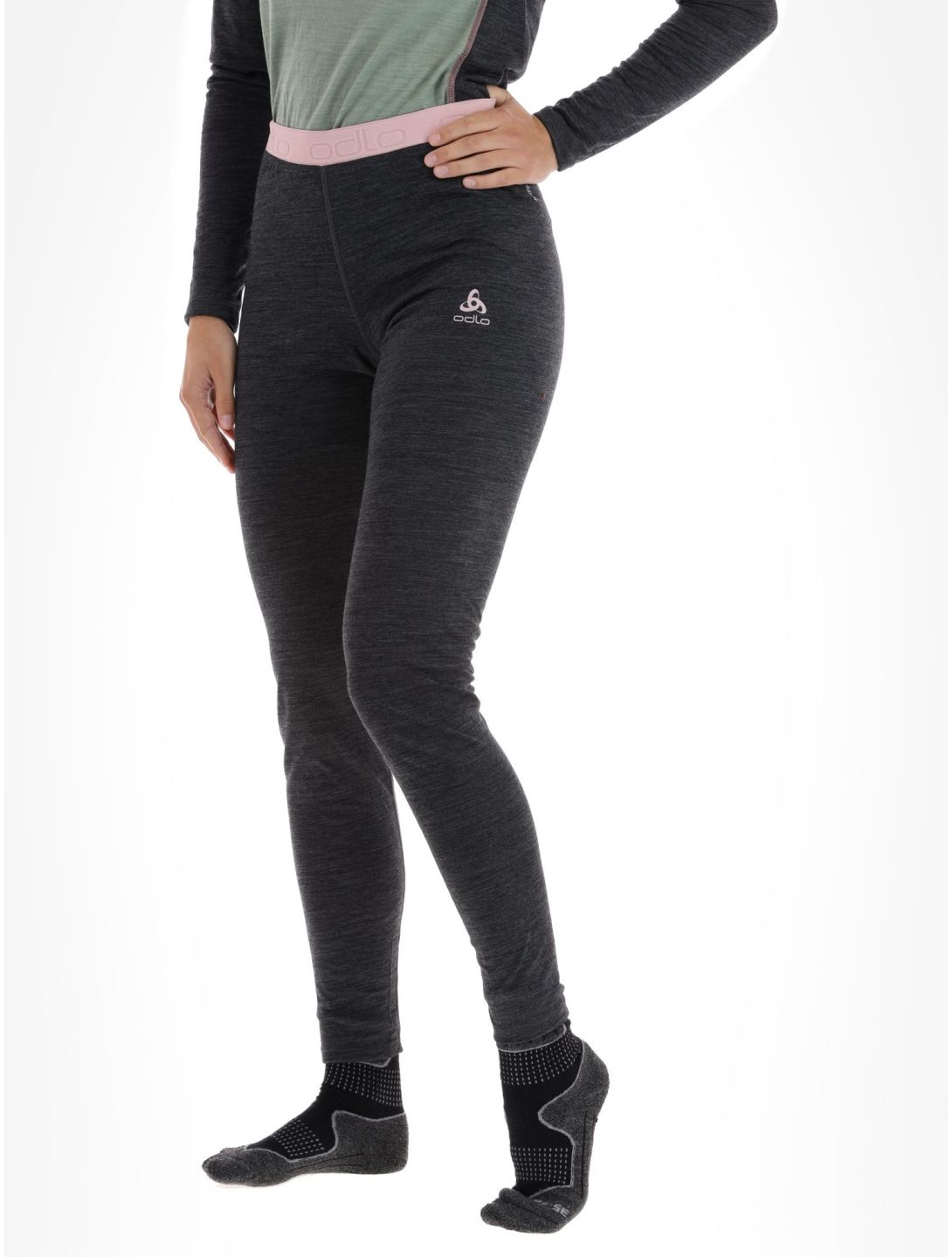 Odlo, Natural Performance PW 150 pantalón termoactivo mujeres Dark Grey Melange - Pale Mauve gris 