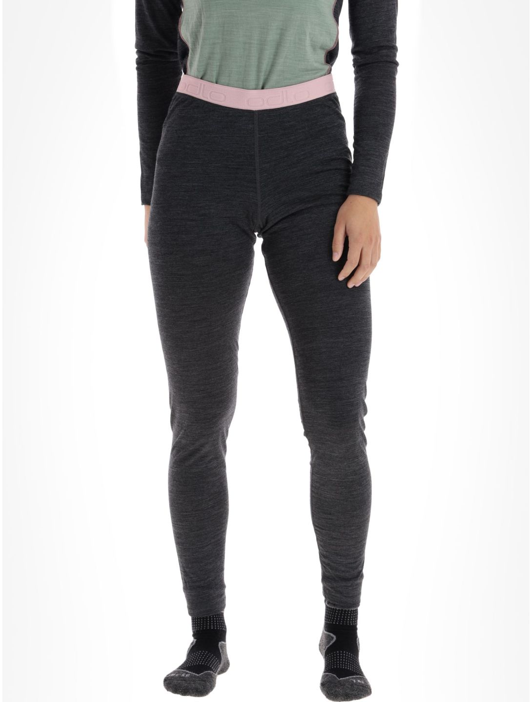 Odlo, Natural Performance PW 150 pantalón termoactivo mujeres Dark Grey Melange - Pale Mauve gris 