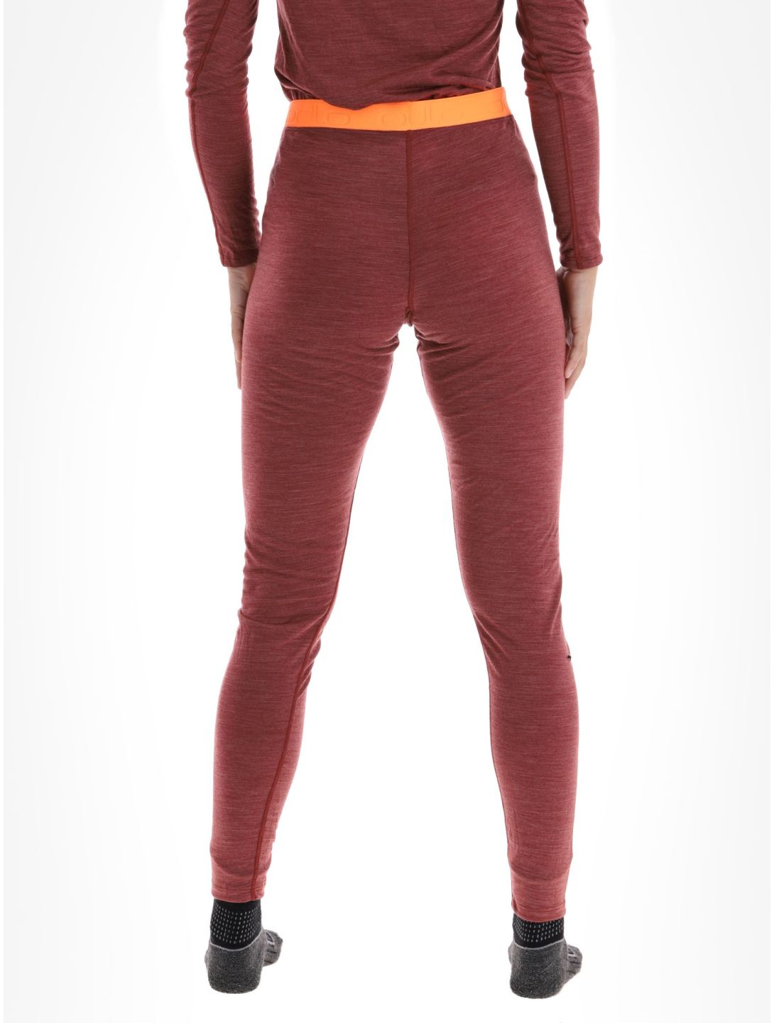 Odlo, Natural Performance PW 150 pantalón termoactivo mujeres Spiced Apple Melange  - Live Wire borgoña 