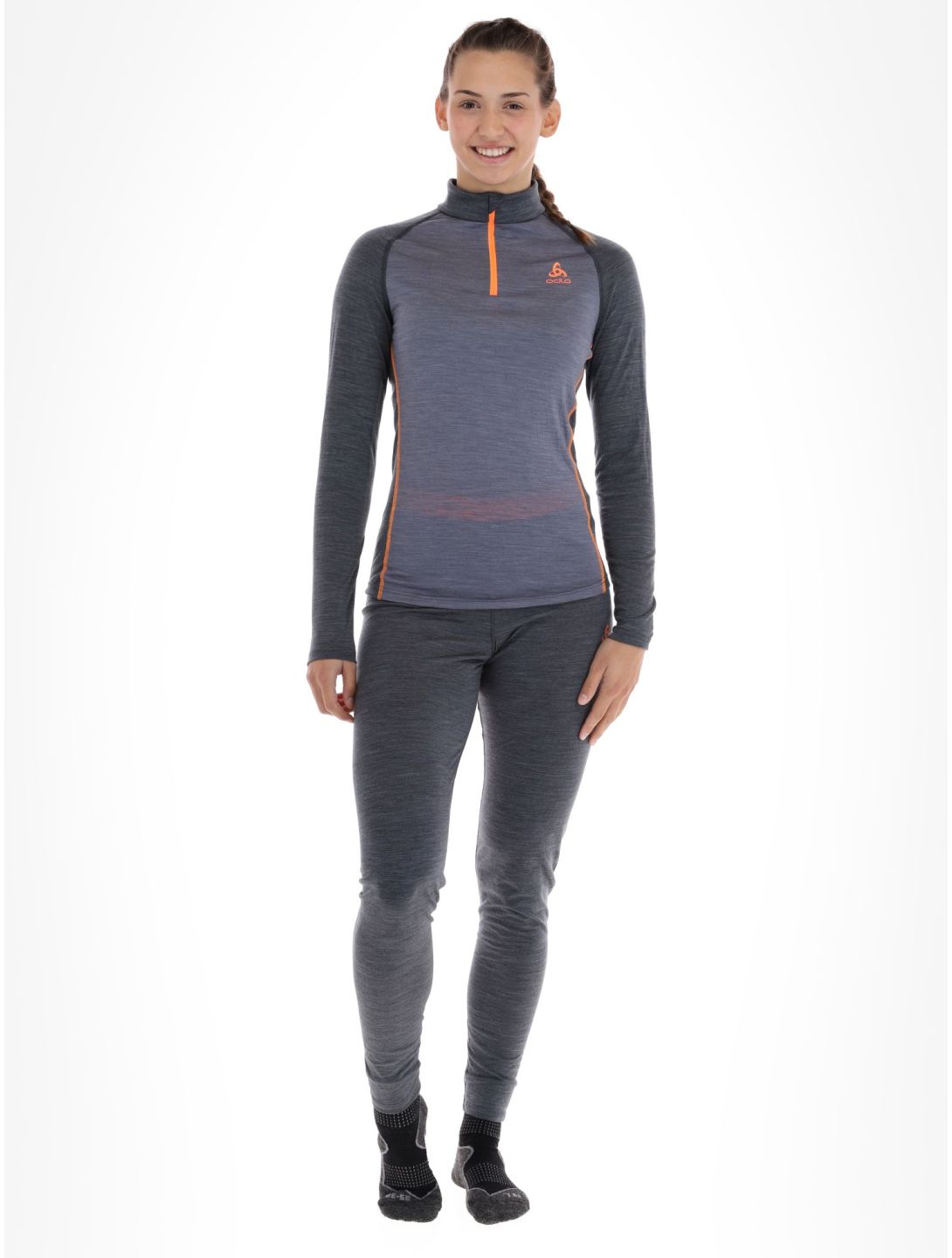 Odlo, Natural Performance PW 150 jersey mujeres Folkstone Gray - India Ink Melange gris 