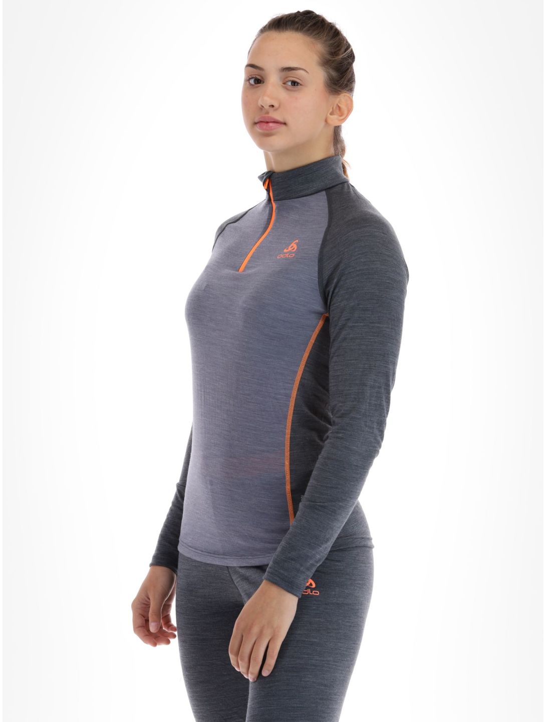 Odlo, Natural Performance PW 150 jersey mujeres Folkstone Gray - India Ink Melange gris 