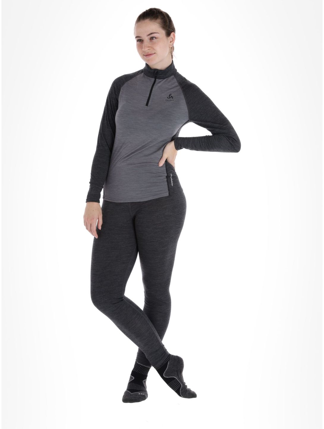 Odlo, Natural Performance PW 150 jersey mujeres Grey Melange - Dark Grey Melange gris 