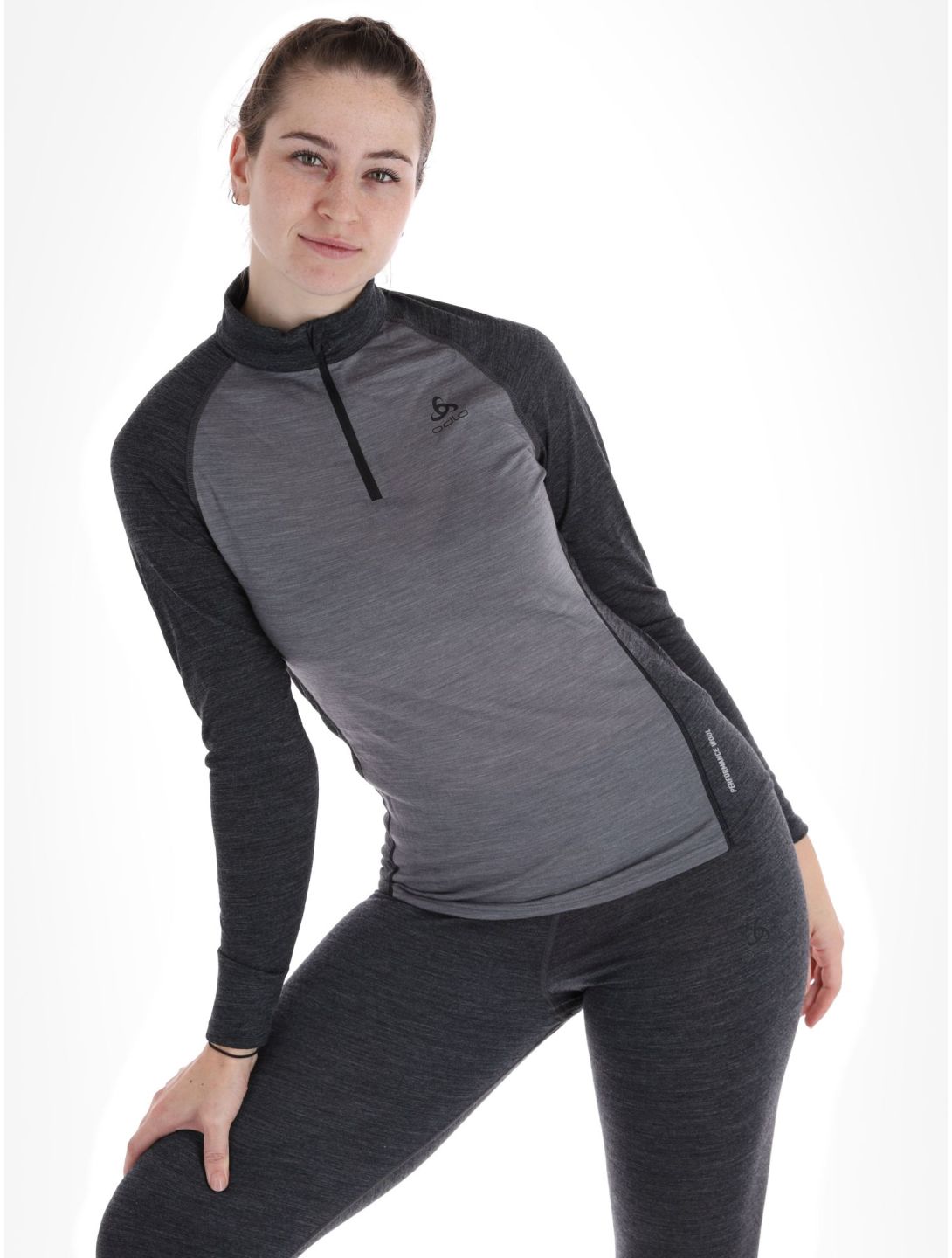 Odlo, Natural Performance PW 150 jersey mujeres Grey Melange - Dark Grey Melange gris 