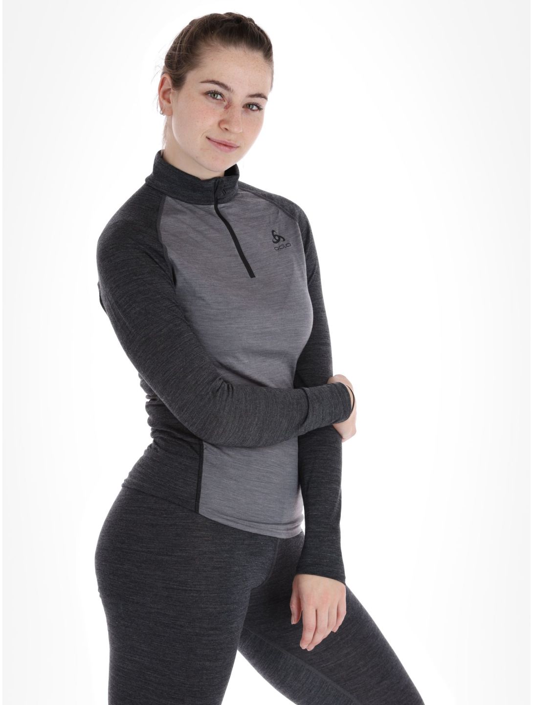 Odlo, Natural Performance PW 150 jersey mujeres Grey Melange - Dark Grey Melange gris 