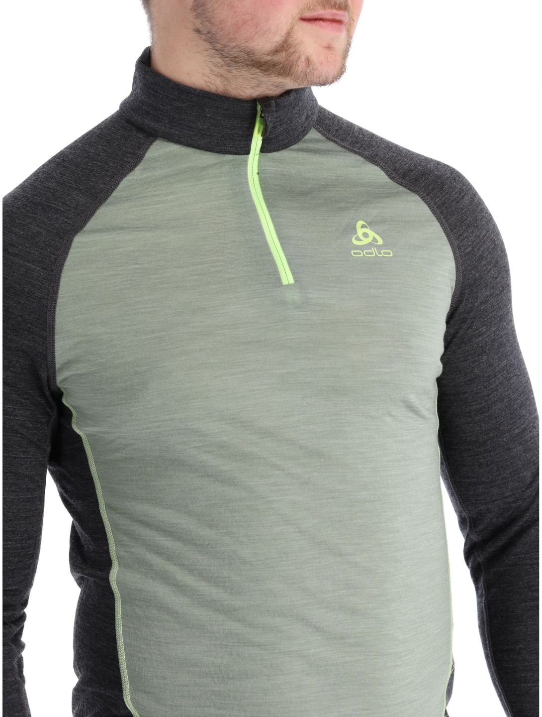 Odlo, Natural Performance PW 150 jersey hombres Matte Green - Dark Grey Melange gris, verde 