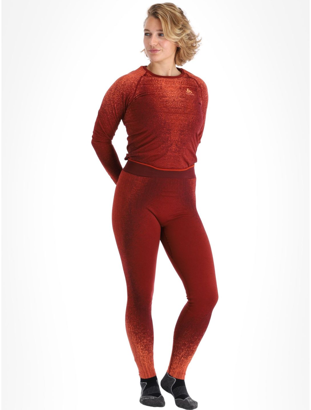 Odlo, Perfomance Eco pantalón termoactivo mujeres Spiced Apple borgoña 