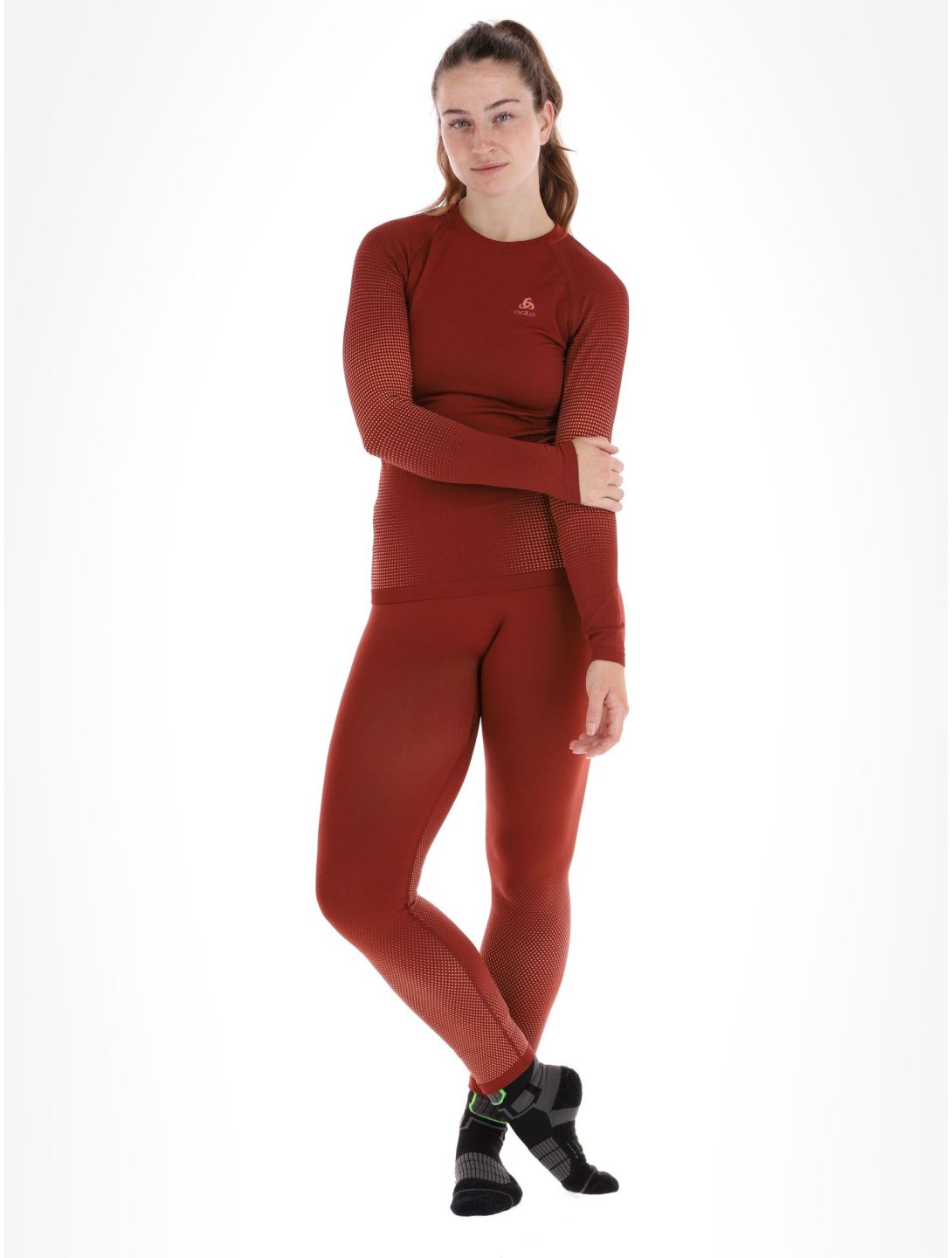 Odlo, Perfomance Warm Eco camisa termoactiva mujeres Spiced Apple borgoña 