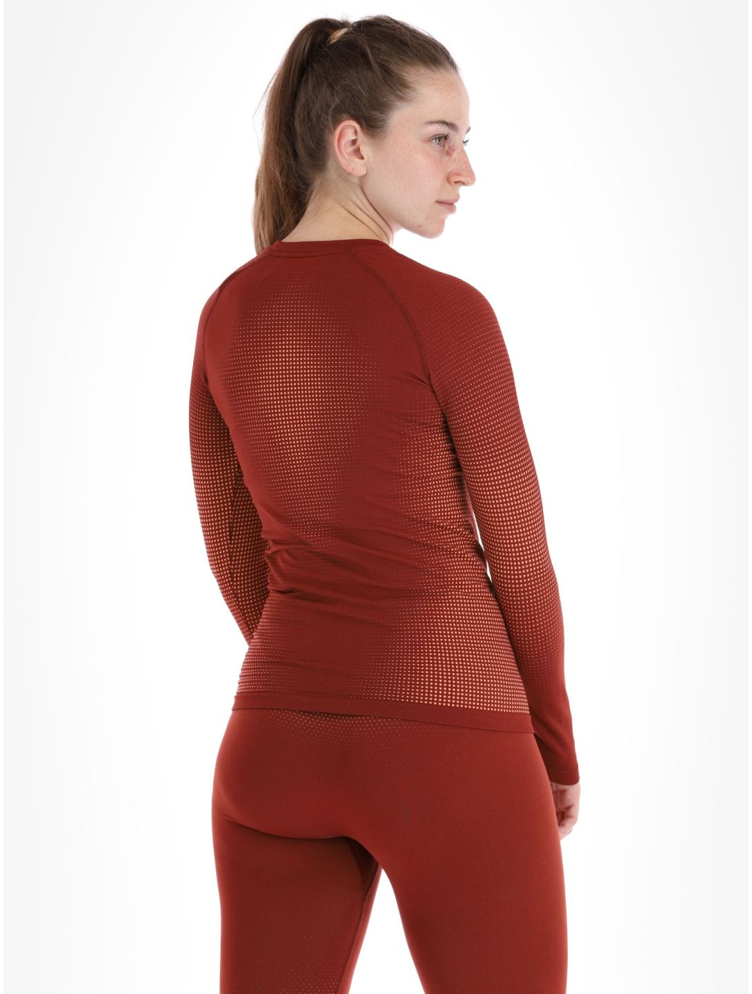 Odlo, Perfomance Warm Eco camisa termoactiva mujeres Spiced Apple borgoña 