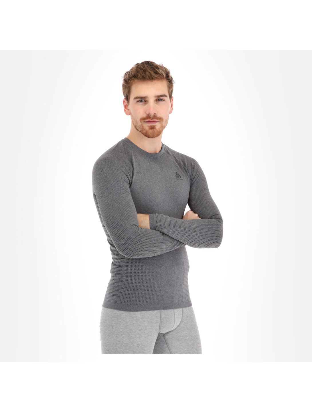 Odlo, Performance Warm Eco camisa termoactiva slim fit hombres Melange gris, negro 