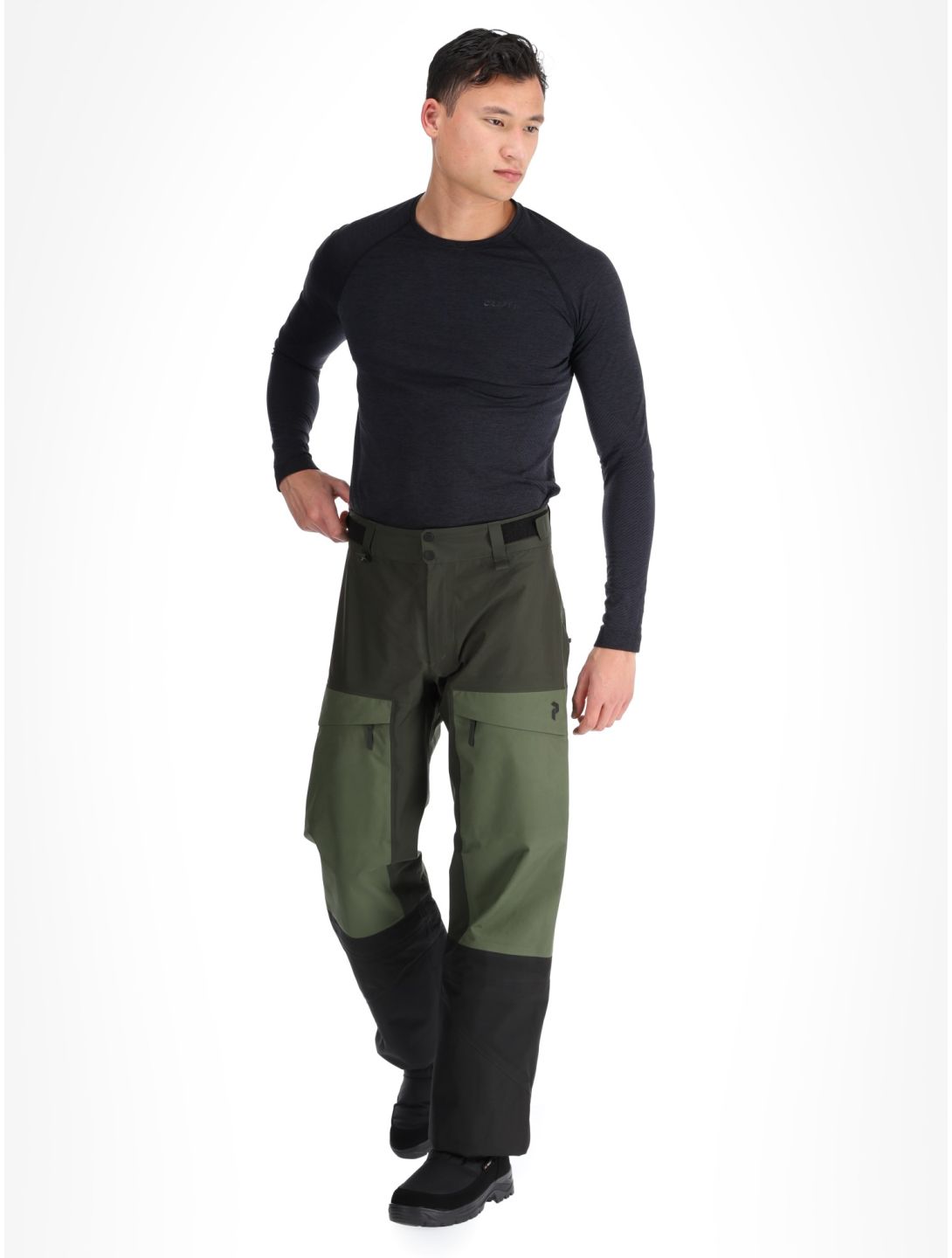 Peak Performance, M Gravity Gore-Tex 3L pantalones de esquí hardshell hombres Olive Extreme / Pine Needle / Offblack negro, verde 