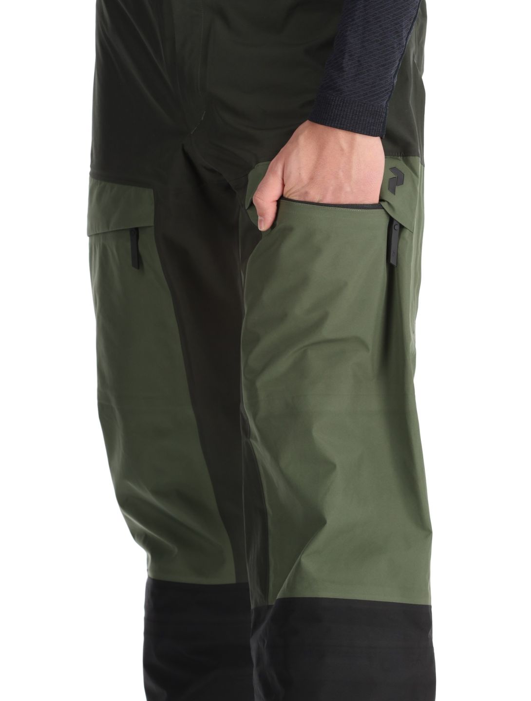 Peak Performance, M Gravity Gore-Tex 3L pantalones de esquí hardshell hombres Olive Extreme / Pine Needle / Offblack negro, verde 