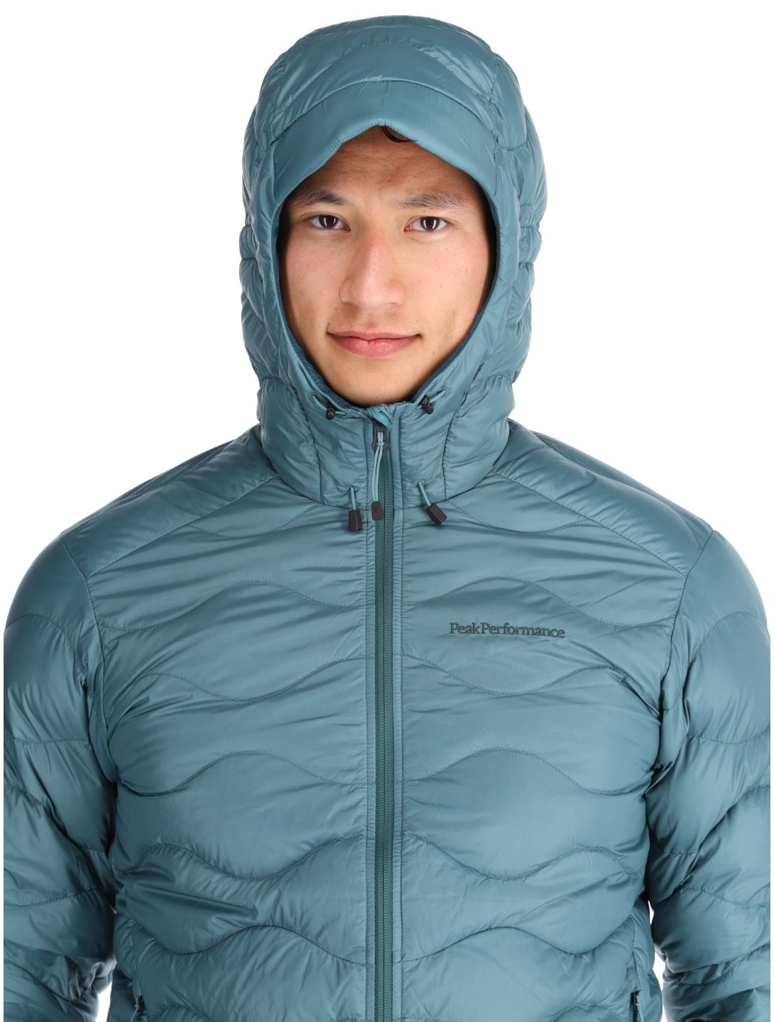 Peak Performance, M Helium Down Hood chaqueta de plumas hombres Hydro Fresh / Infinity Teel azul 