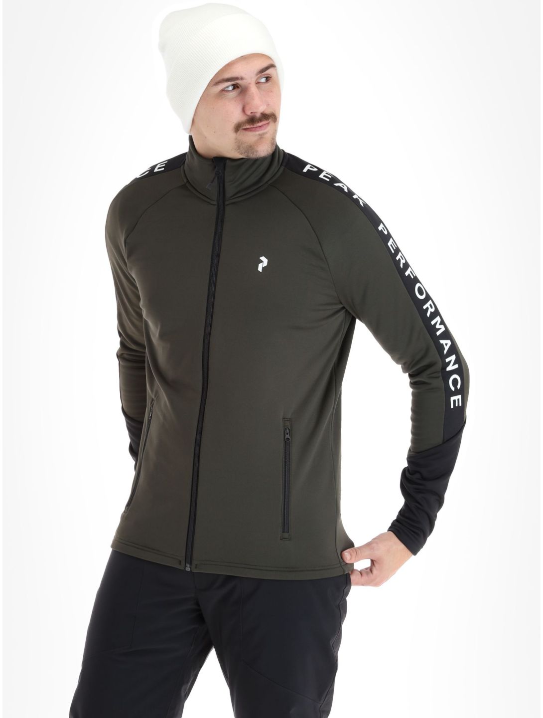 Peak Performance, M Rider Mid Zip chaleco hombres Olive Extreme Black negro, verde 