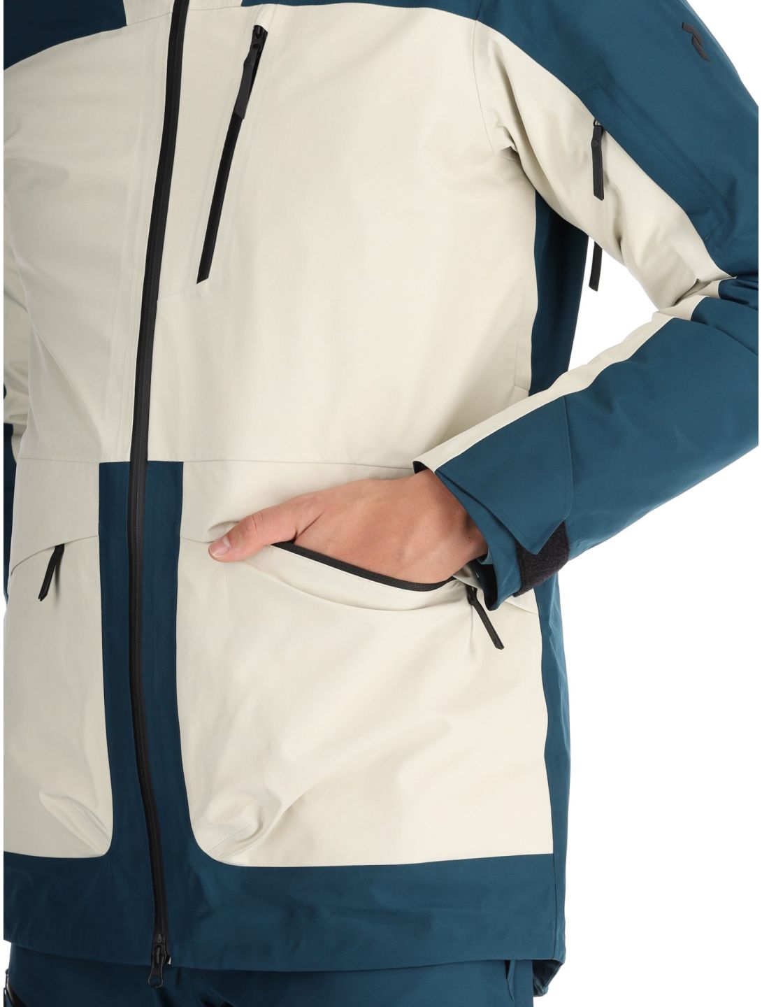 Peak Performance, M Vertical Gore-Tex 3L chaqueta de esquí hardshell hombres Infinity Teel / Sand Fog azul, beige 