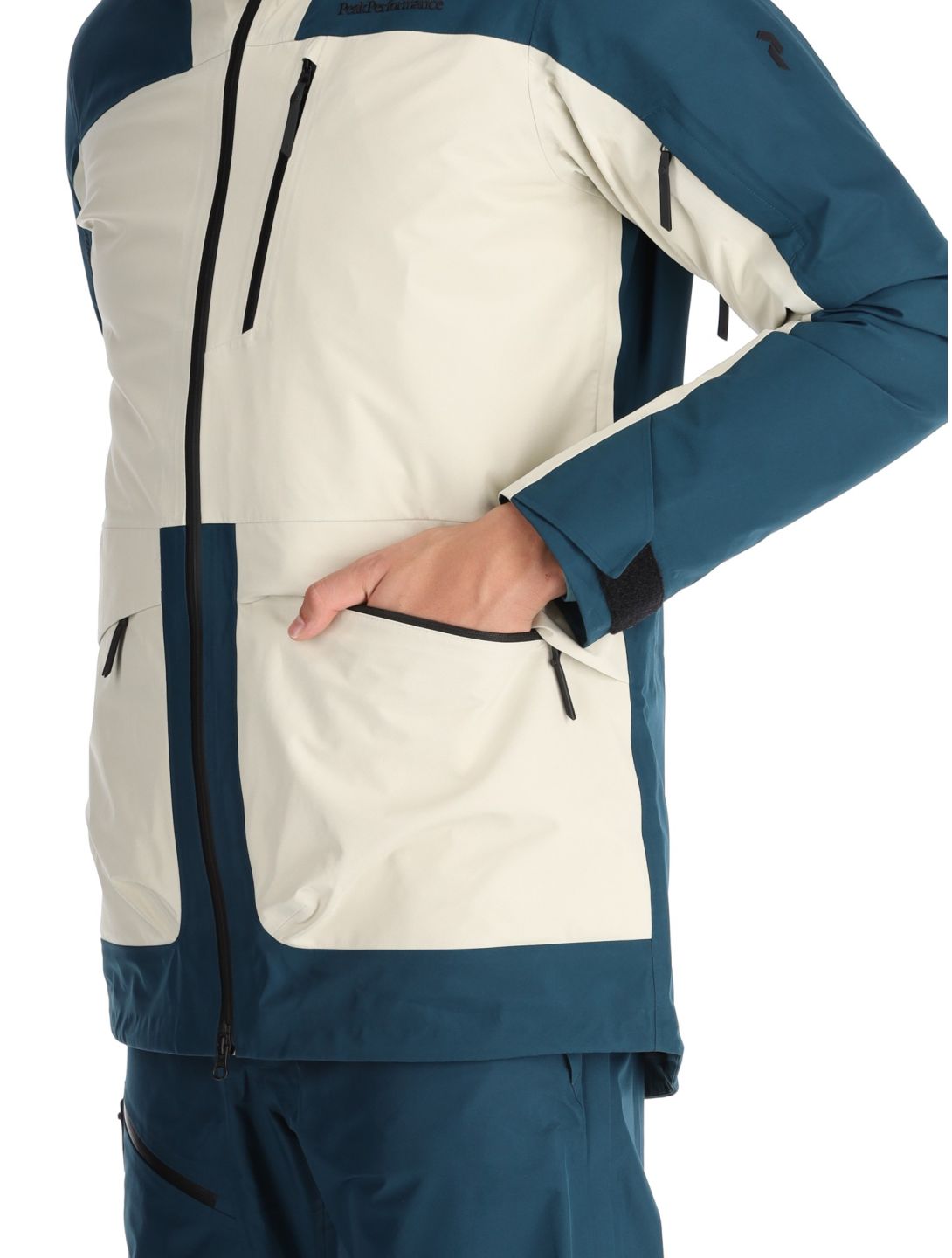 Peak Performance, M Vertical Gore-Tex 3L chaqueta de esquí hardshell hombres Infinity Teel / Sand Fog azul, beige 