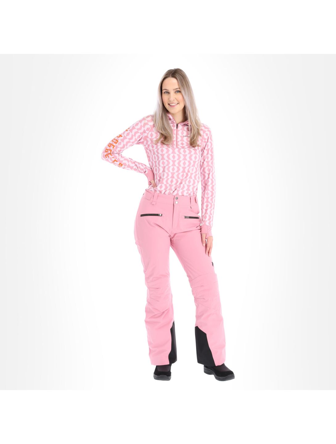 Peak Performance, Spirit Half Zip Printed camisa termoactiva mujeres pattern rosa