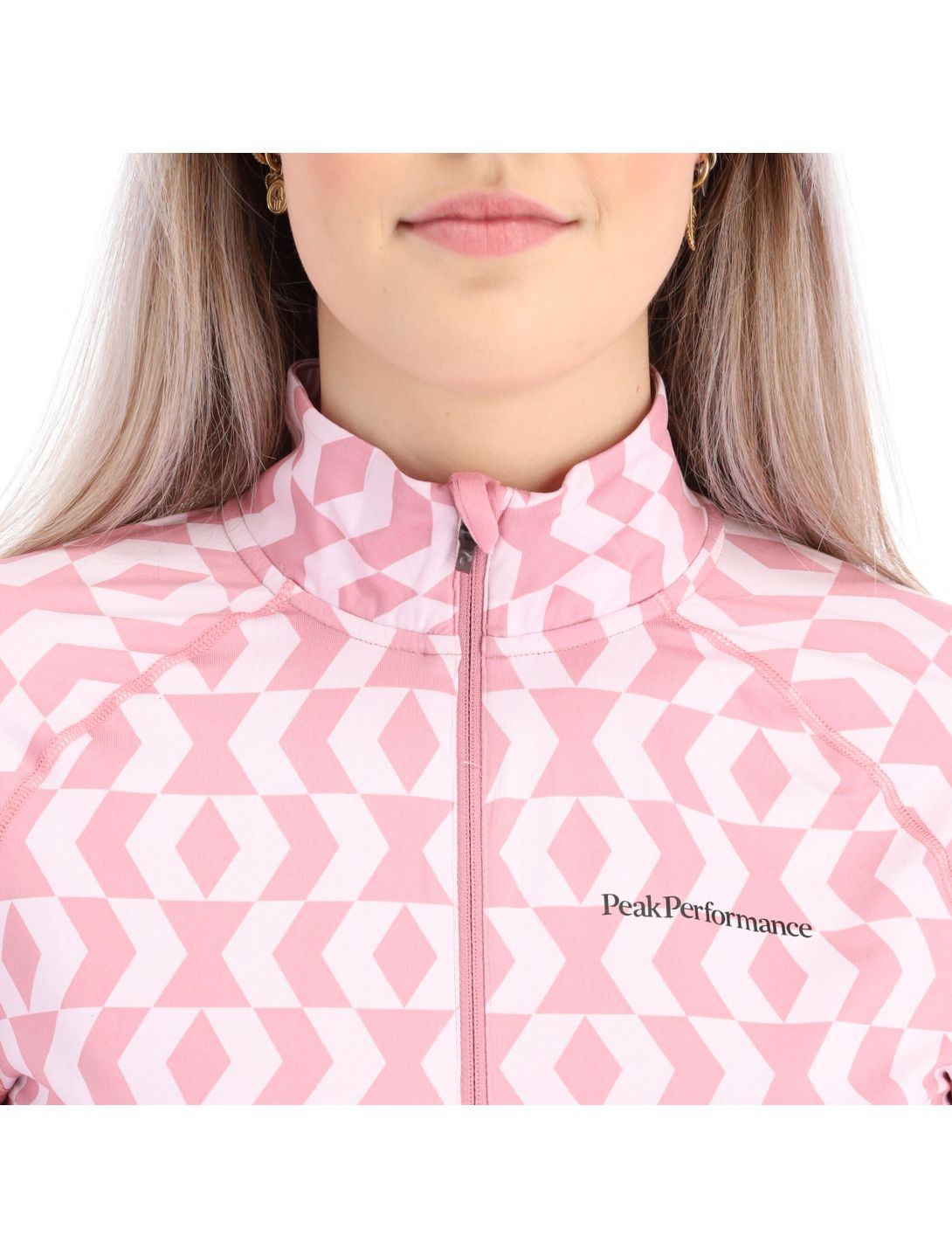 Peak Performance, Spirit Half Zip Printed camisa termoactiva mujeres pattern rosa