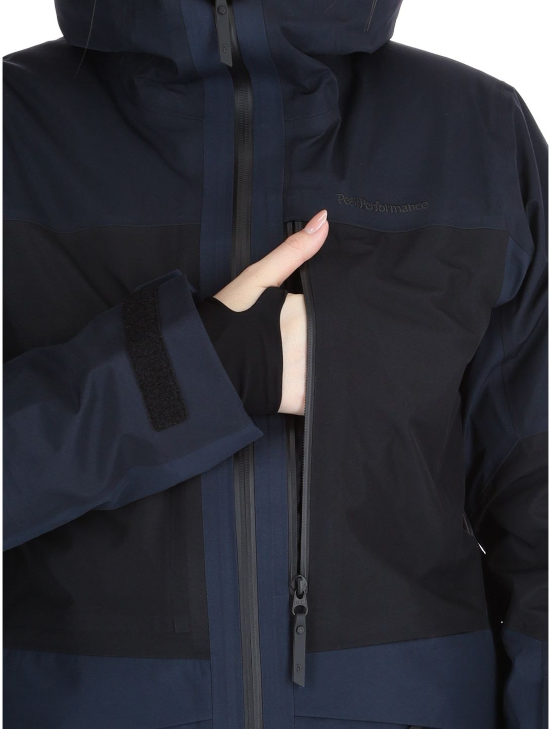 Peak Performance, W Gravity Gore-Tex 3L chaqueta de esquí hardshell mujeres Salute Blue / Black / Blue Shadow azul, negro 