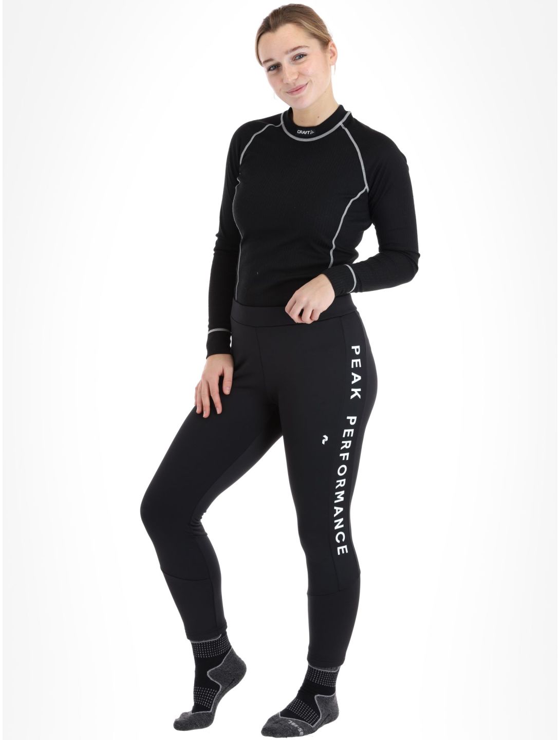 Peak Performance, W Rider Mid pantalón termoactivo mujeres Black-Black negro 