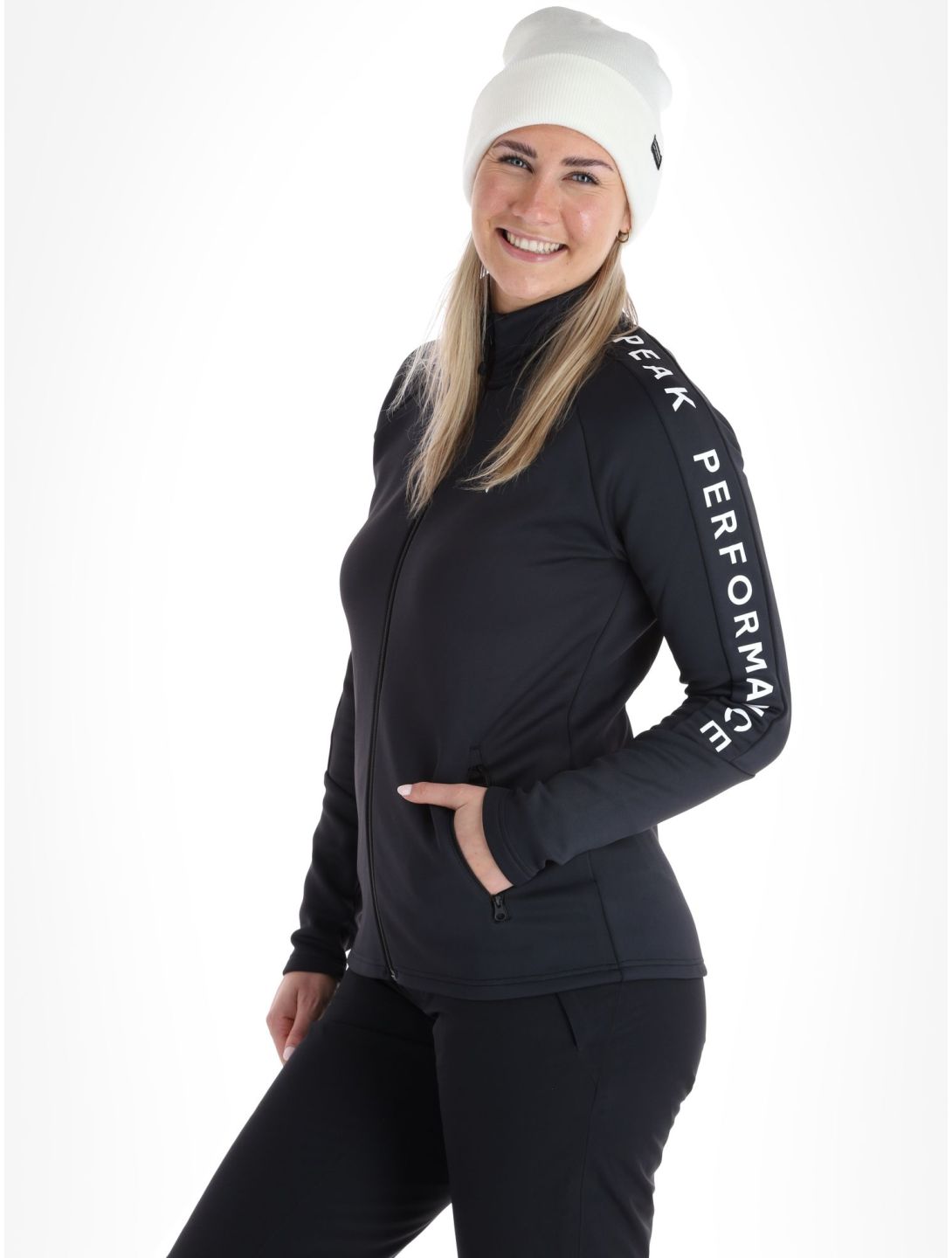 Peak Performance, W Rider Mid Zip chaleco mujeres Black-Black negro 