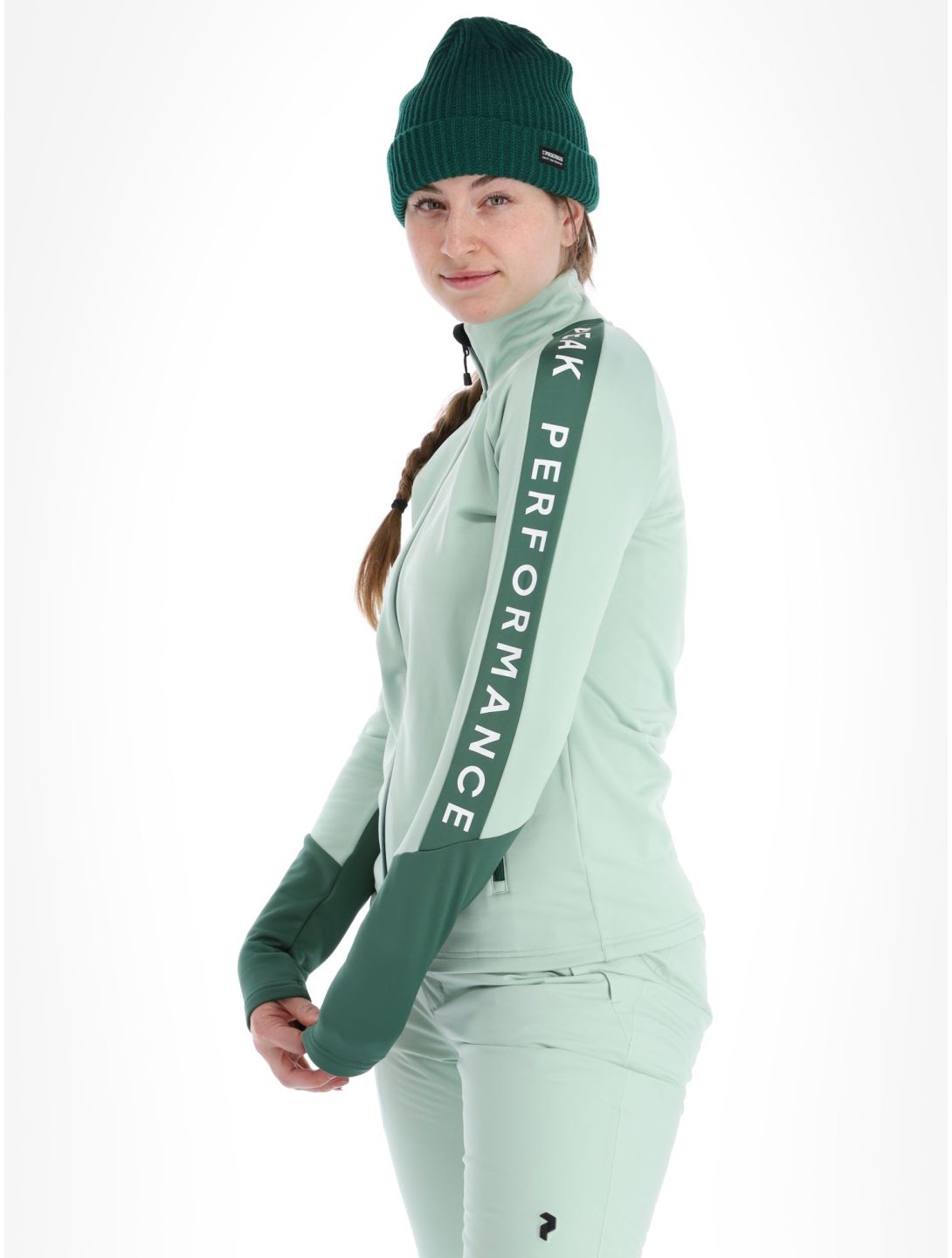 Peak Performance, W Rider Mid Zip chaleco mujeres Delta Green Smoke Pine verde 