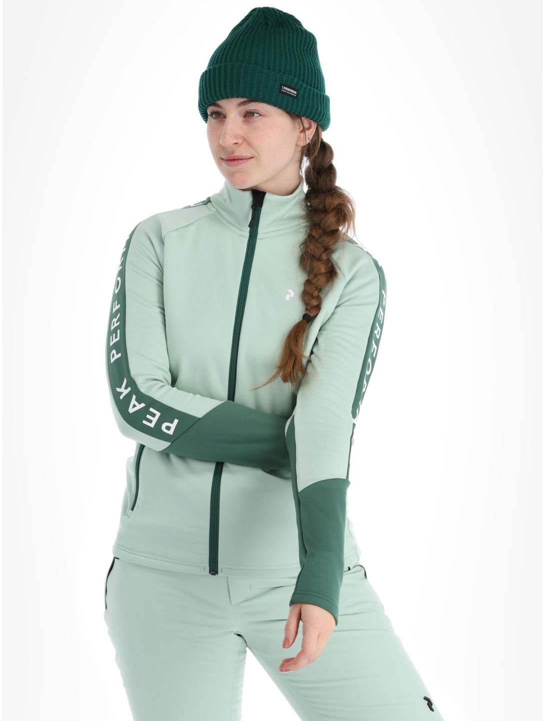 Peak Performance, W Rider Mid Zip chaleco mujeres Delta Green Smoke Pine verde 