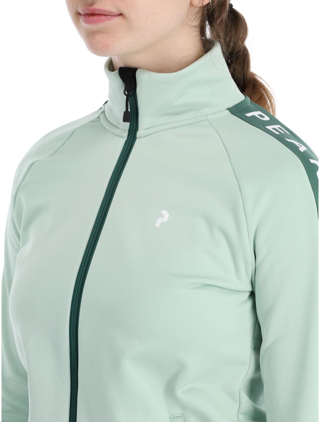 Peak Performance, W Rider Mid Zip chaleco mujeres Delta Green Smoke Pine verde 