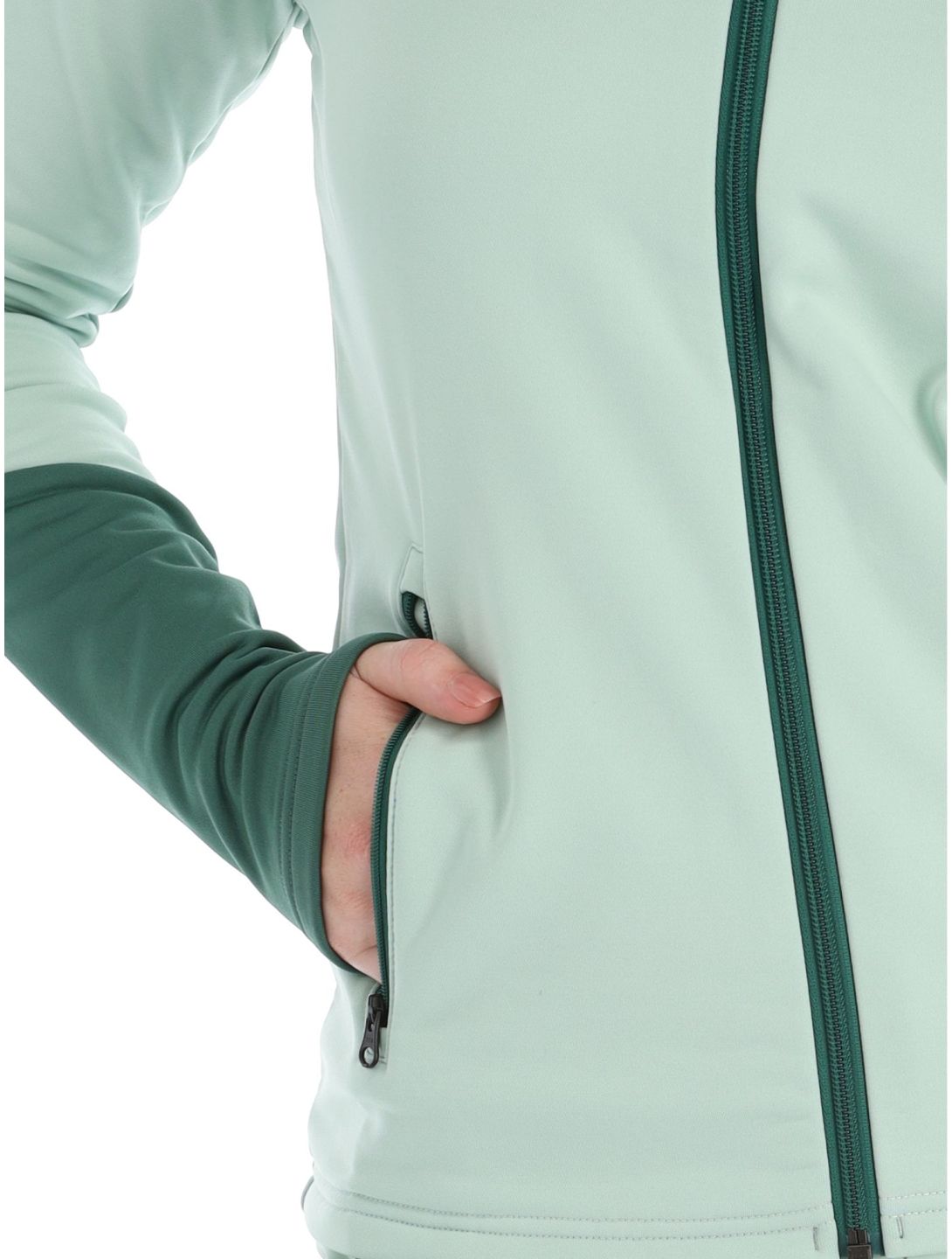 Peak Performance, W Rider Mid Zip chaleco mujeres Delta Green Smoke Pine verde 