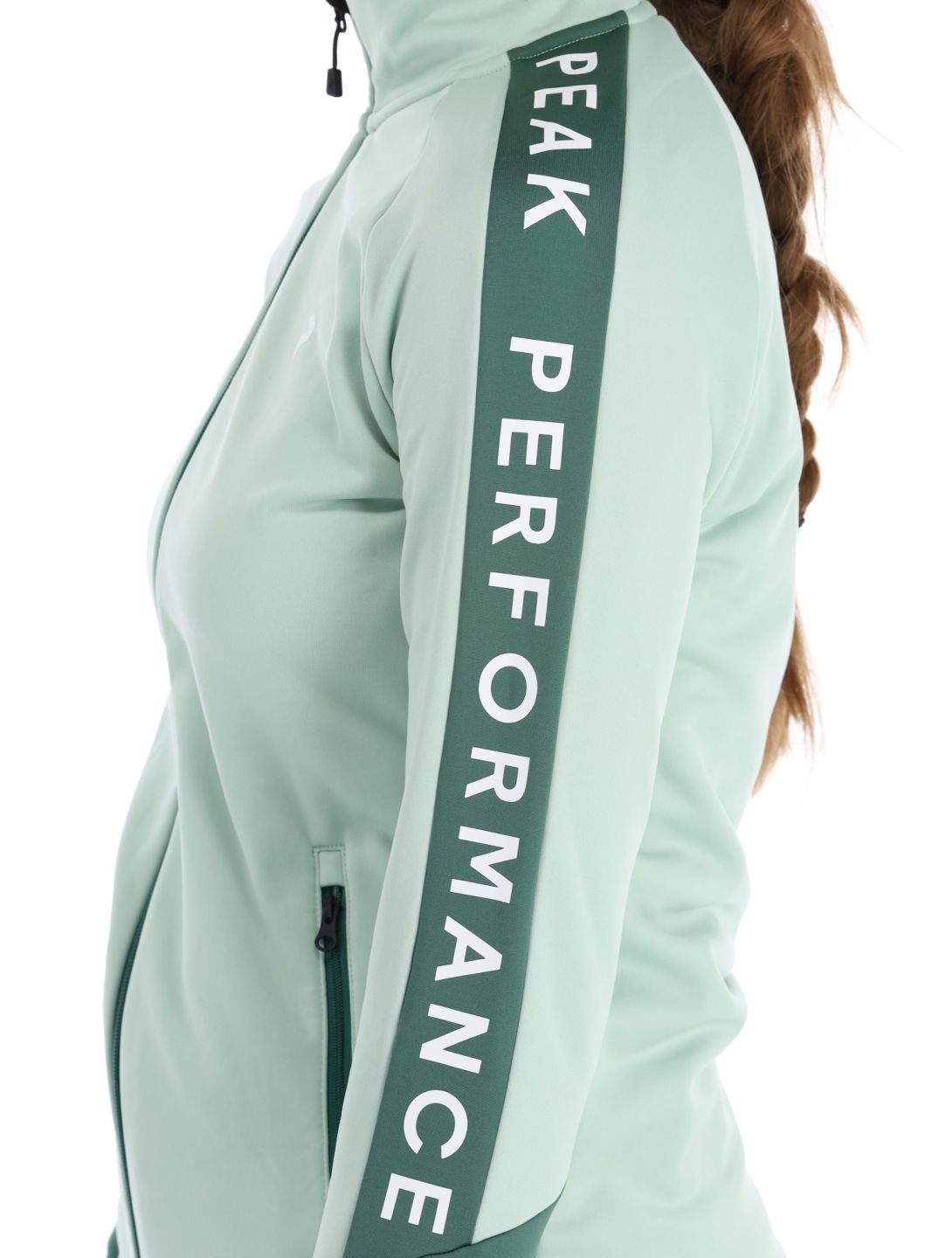 Peak Performance, W Rider Mid Zip chaleco mujeres Delta Green Smoke Pine verde 