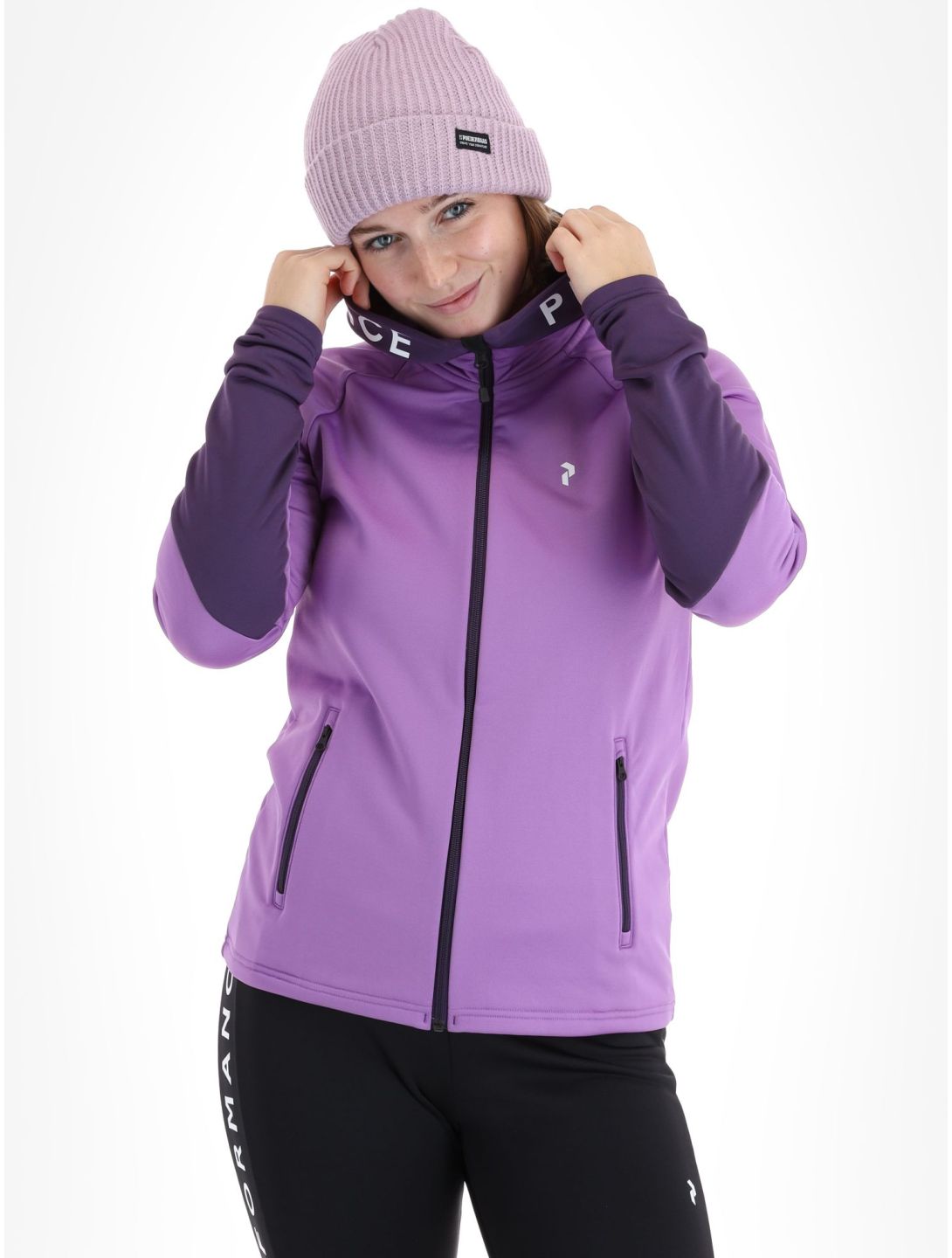 Peak Performance, W Rider Mid Zip Hood chaleco mujeres Action Lilac Indigo púrpura 