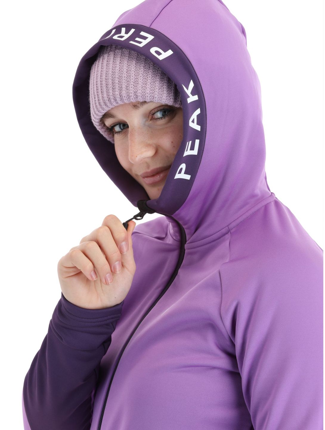 Peak Performance, W Rider Mid Zip Hood chaleco mujeres Action Lilac Indigo púrpura 