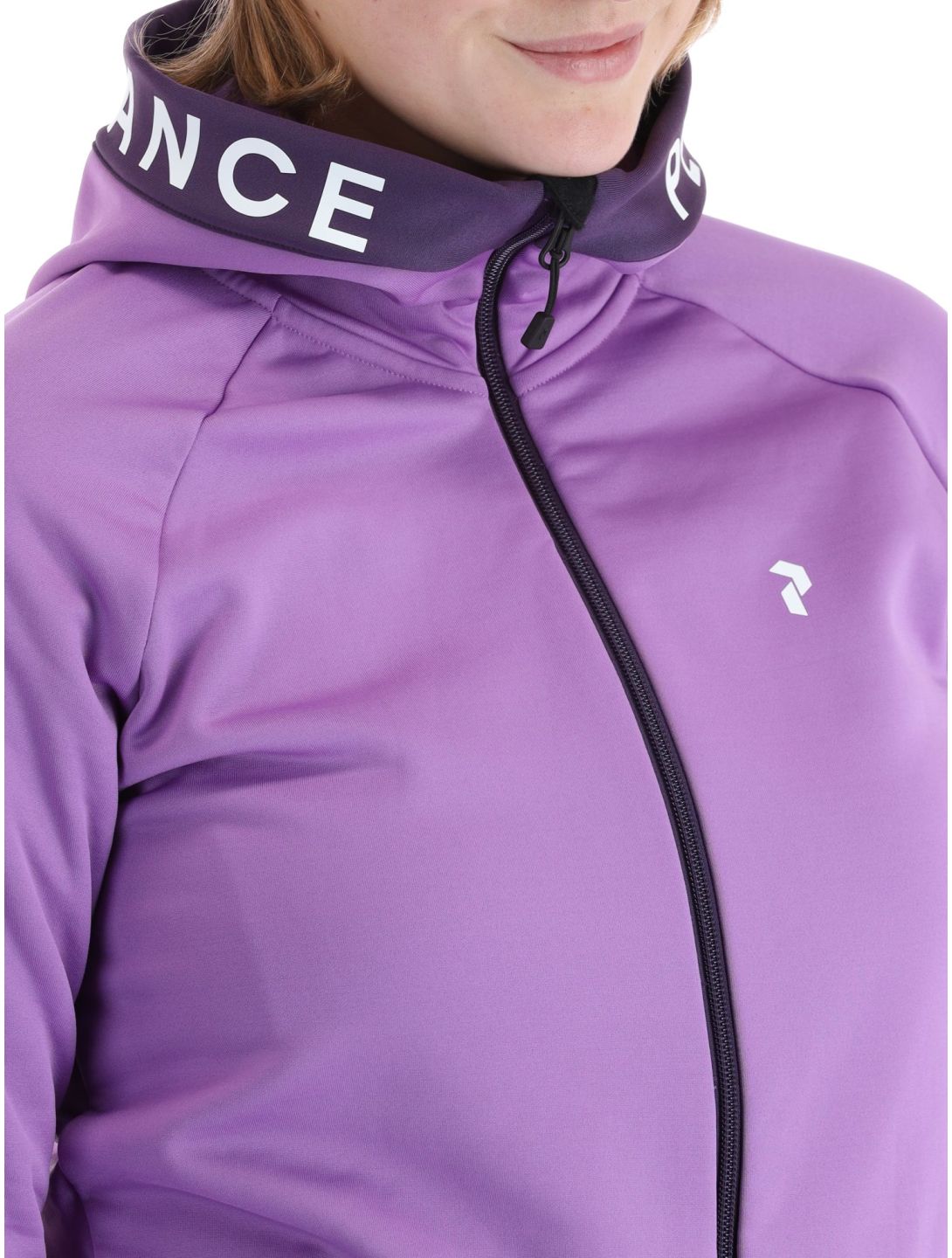 Peak Performance, W Rider Mid Zip Hood chaleco mujeres Action Lilac Indigo púrpura 