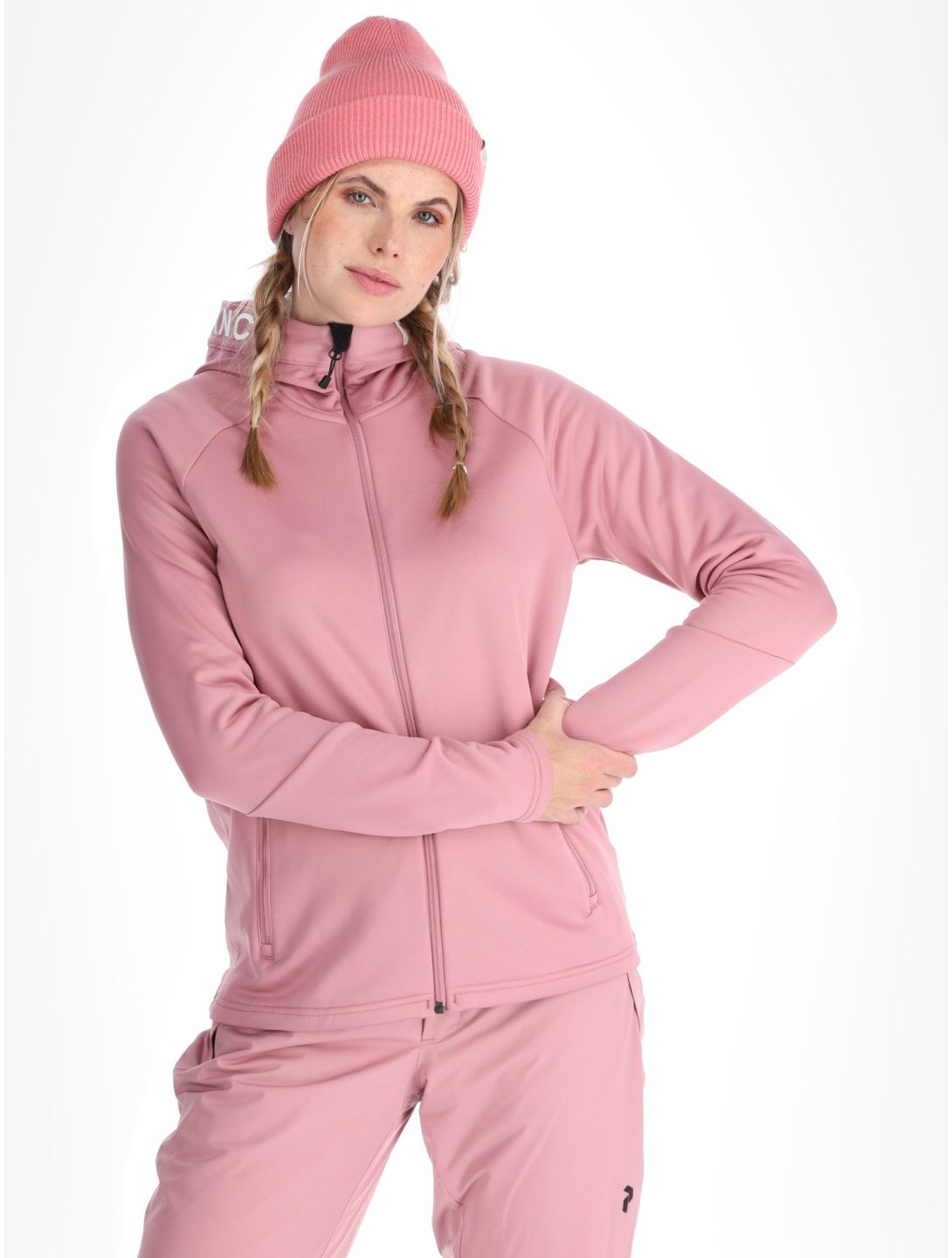 Peak Performance, W Rider Zip Hood chaleco mujeres Bitter Root rosa 