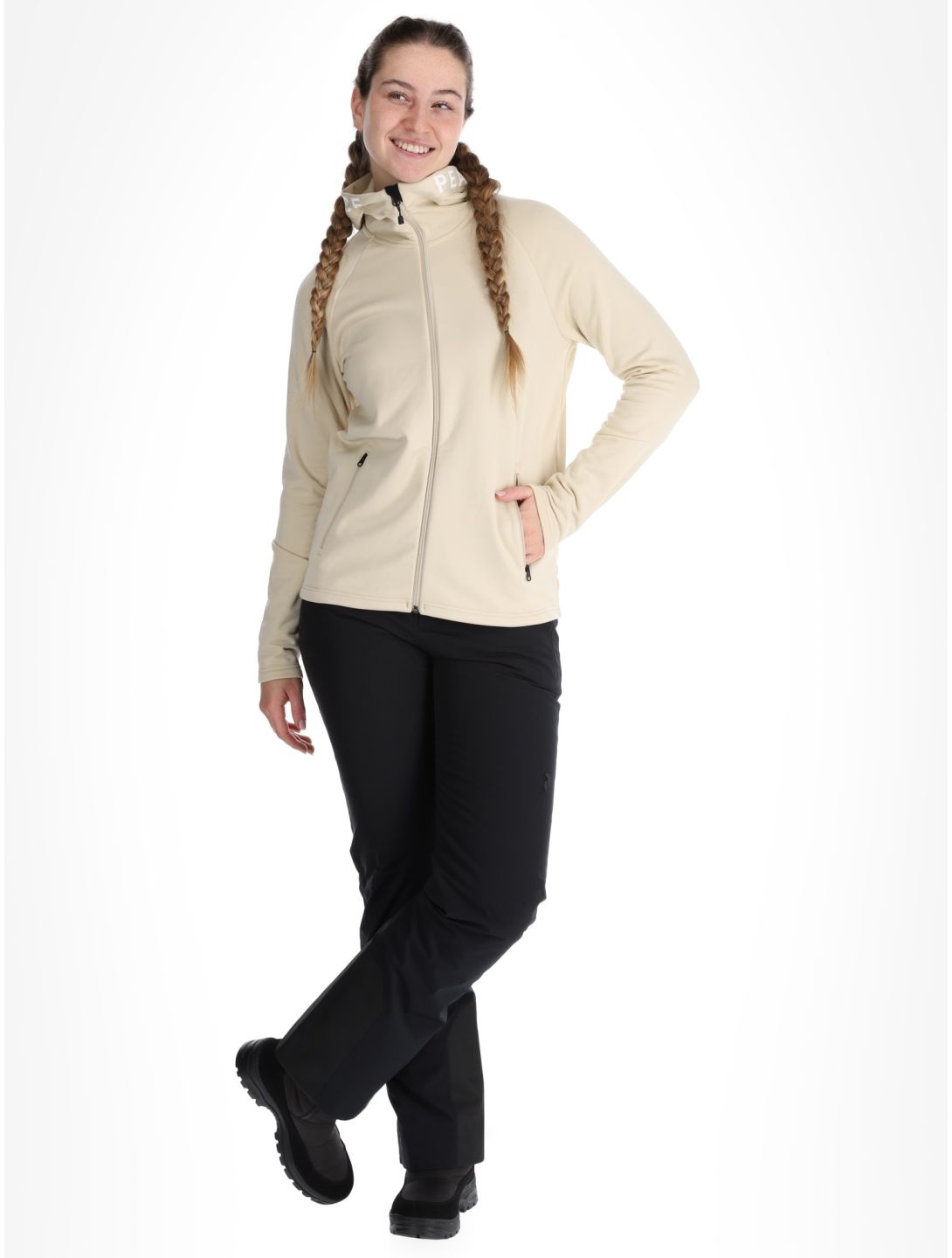 Peak Performance, W Rider Zip Hood chaleco mujeres Sand Fog beige 