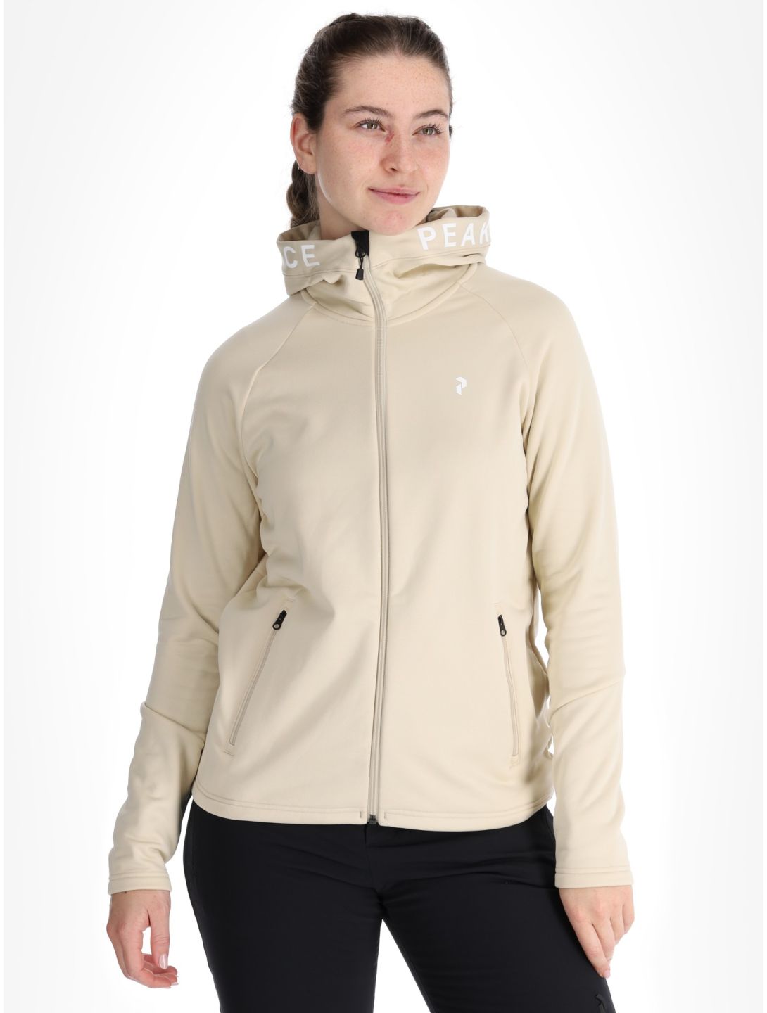 Peak Performance, W Rider Zip Hood chaleco mujeres Sand Fog beige 