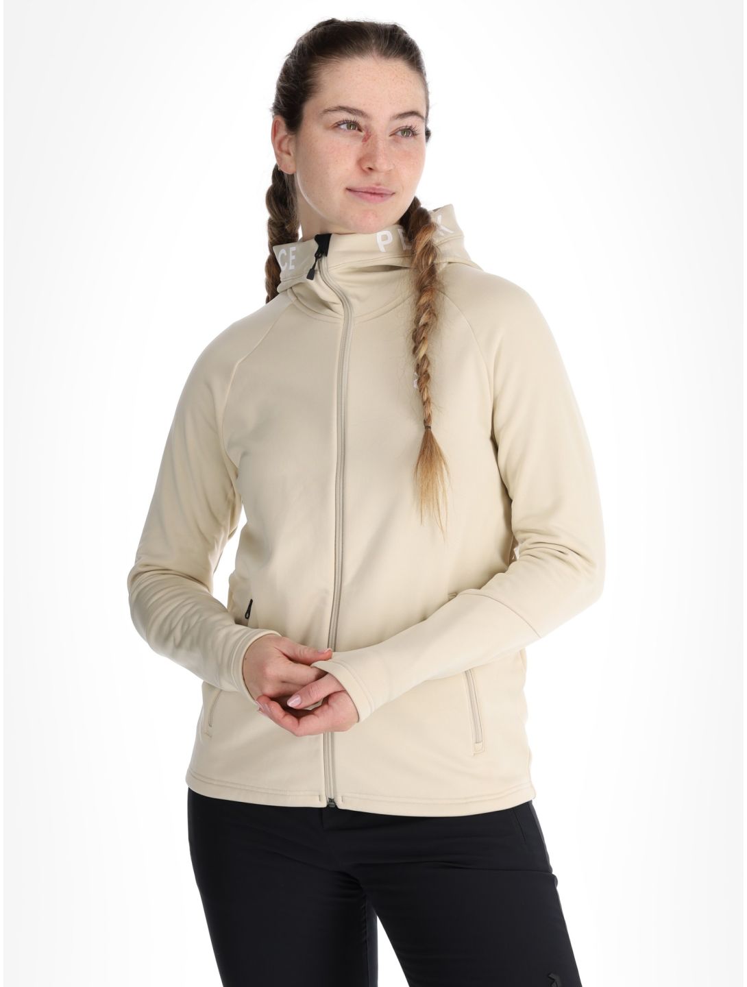 Peak Performance, W Rider Zip Hood chaleco mujeres Sand Fog beige 