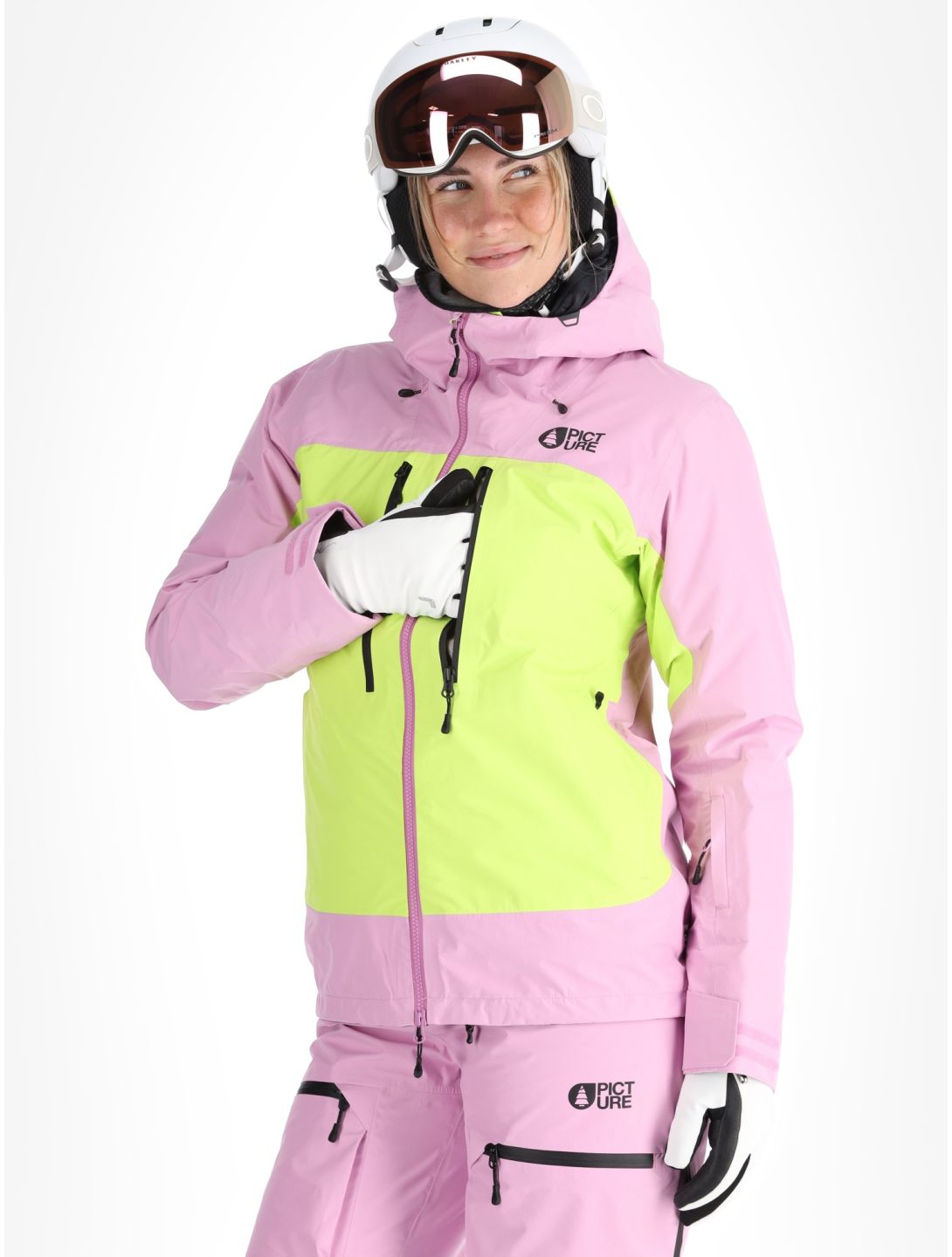 Picture, Acidid 3L chaqueta de esquí hardshell mujeres Orchid Acid Lime rosa, verde 