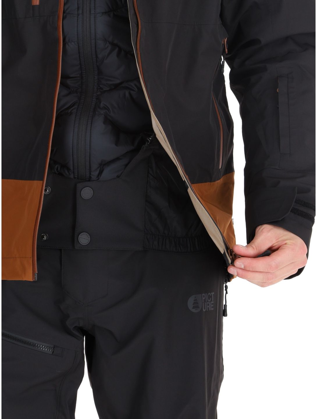 Picture, Broader 3L chaqueta de esquí hardshell hombres Black Chocolate marrón, negro 