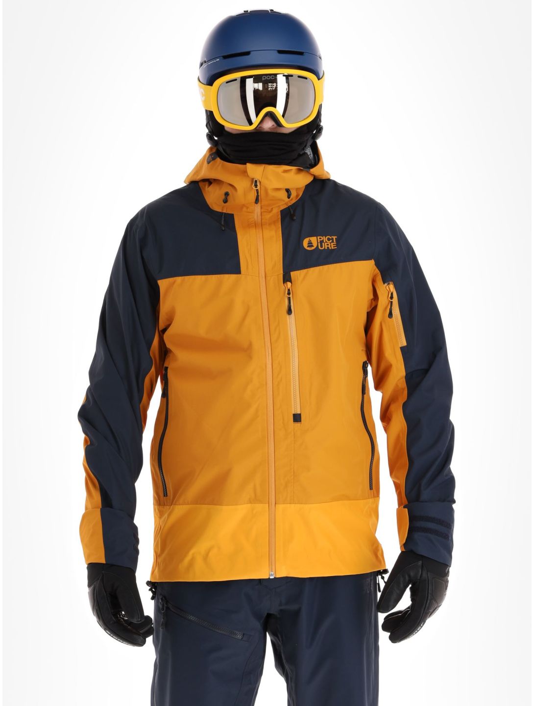 Picture, Broader 3L chaqueta de esquí hardshell hombres Camel-Dark Blue azul, naranja 