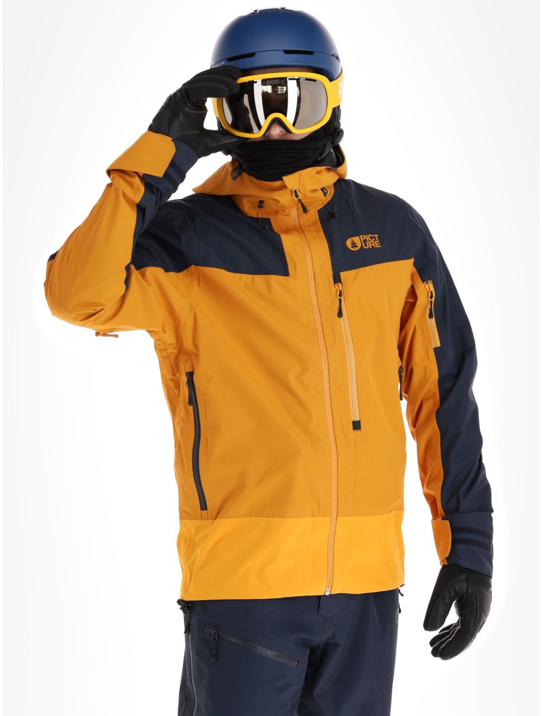 Picture, Broader 3L chaqueta de esquí hardshell hombres Camel-Dark Blue azul, naranja 