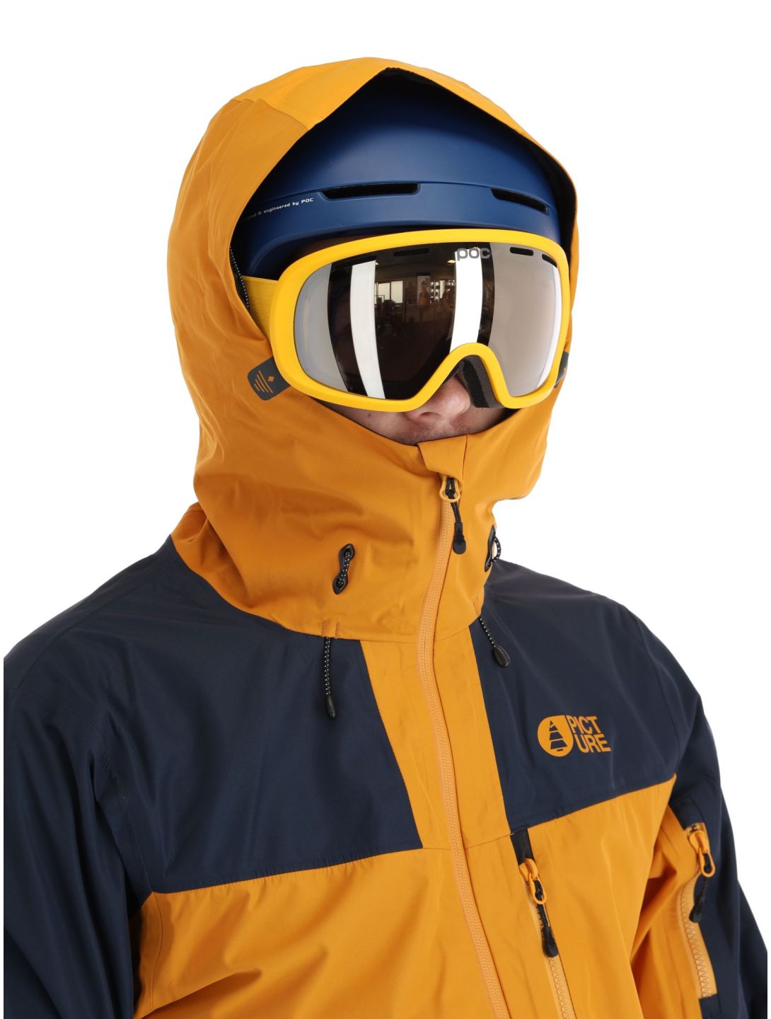 Picture, Broader 3L chaqueta de esquí hardshell hombres Camel-Dark Blue azul, naranja 