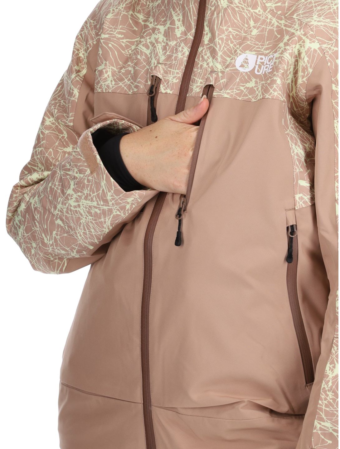 Picture, Exa chaqueta de esquí mujeres Textury Print Roebuck marrón 