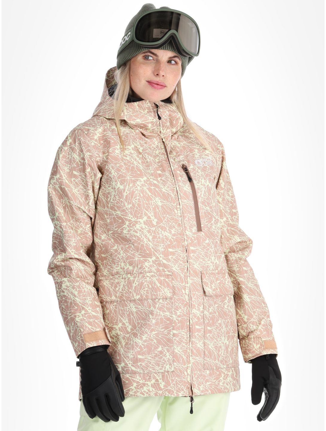 Picture, Glawi chaqueta de esquí mujeres Textury Print beige 