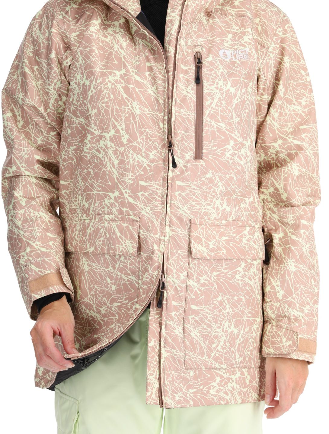 Picture, Glawi chaqueta de esquí mujeres Textury Print beige 