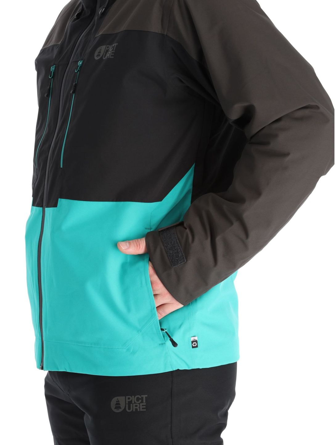 Picture, Object chaqueta de esquí hombres Spectra Green-Black gris, negro, verde 