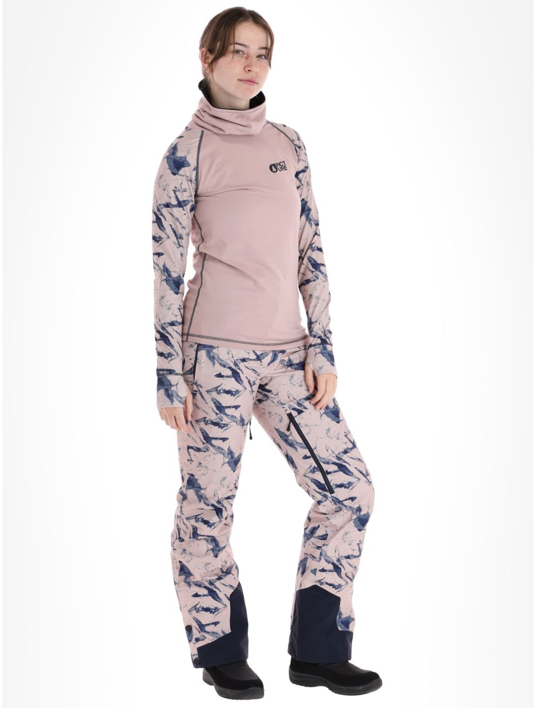 Picture, Pagaya High Fleece camisa termoactiva mujeres Shadow Gray rosa 