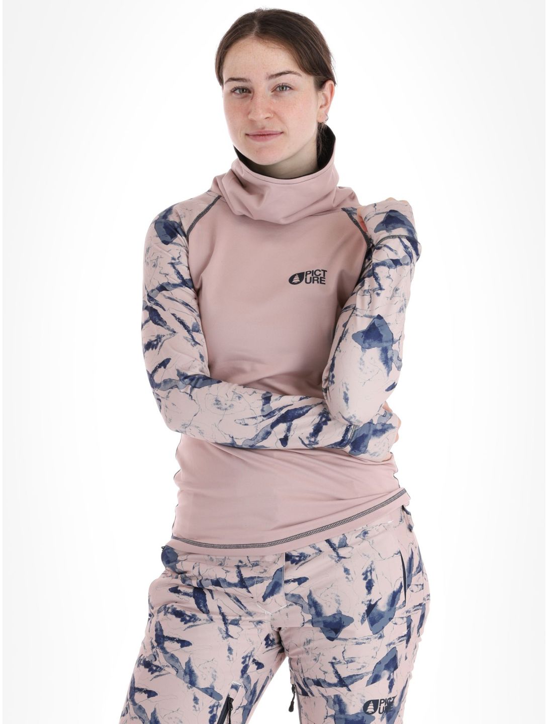 Picture, Pagaya High Fleece camisa termoactiva mujeres Shadow Gray rosa 