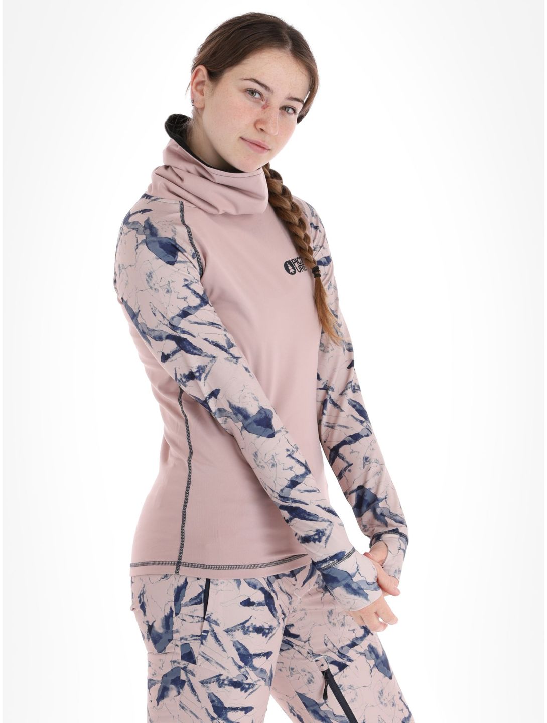 Picture, Pagaya High Fleece camisa termoactiva mujeres Shadow Gray rosa 